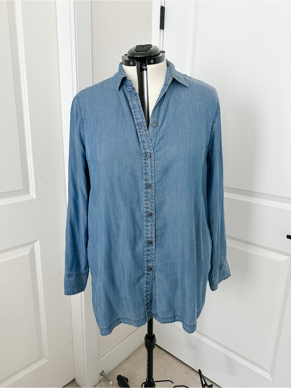 Light Blue Denim Button-Up Shirt
